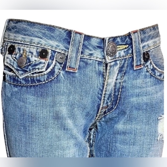 True Religion Joey Big T Y2K Low Rise Flare Jeans Size 28 - Picture 3 of 10